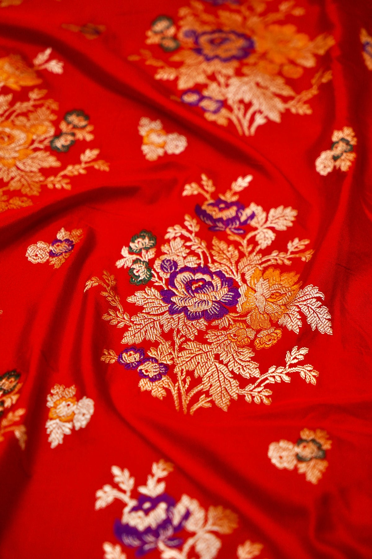 Handwoven Red Banarasi Katan Silk Saree