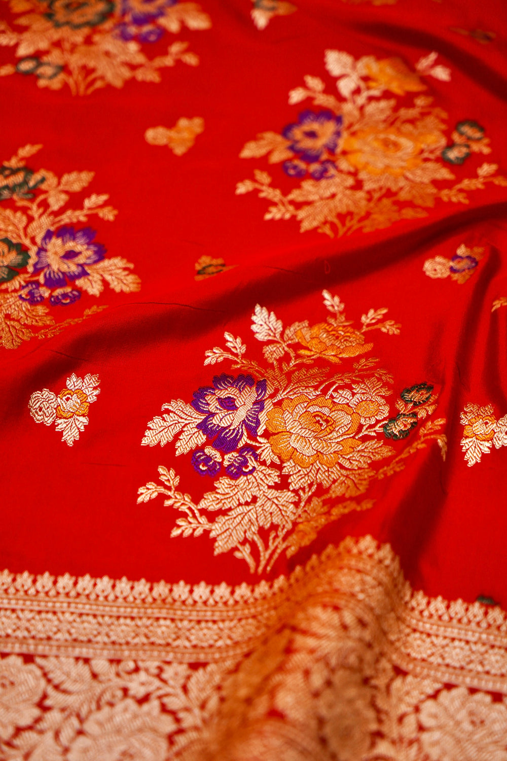 Handwoven Red Banarasi Katan Silk Saree