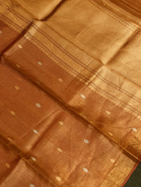 Handwoven Peach Banarasi Tissue Silk Saree