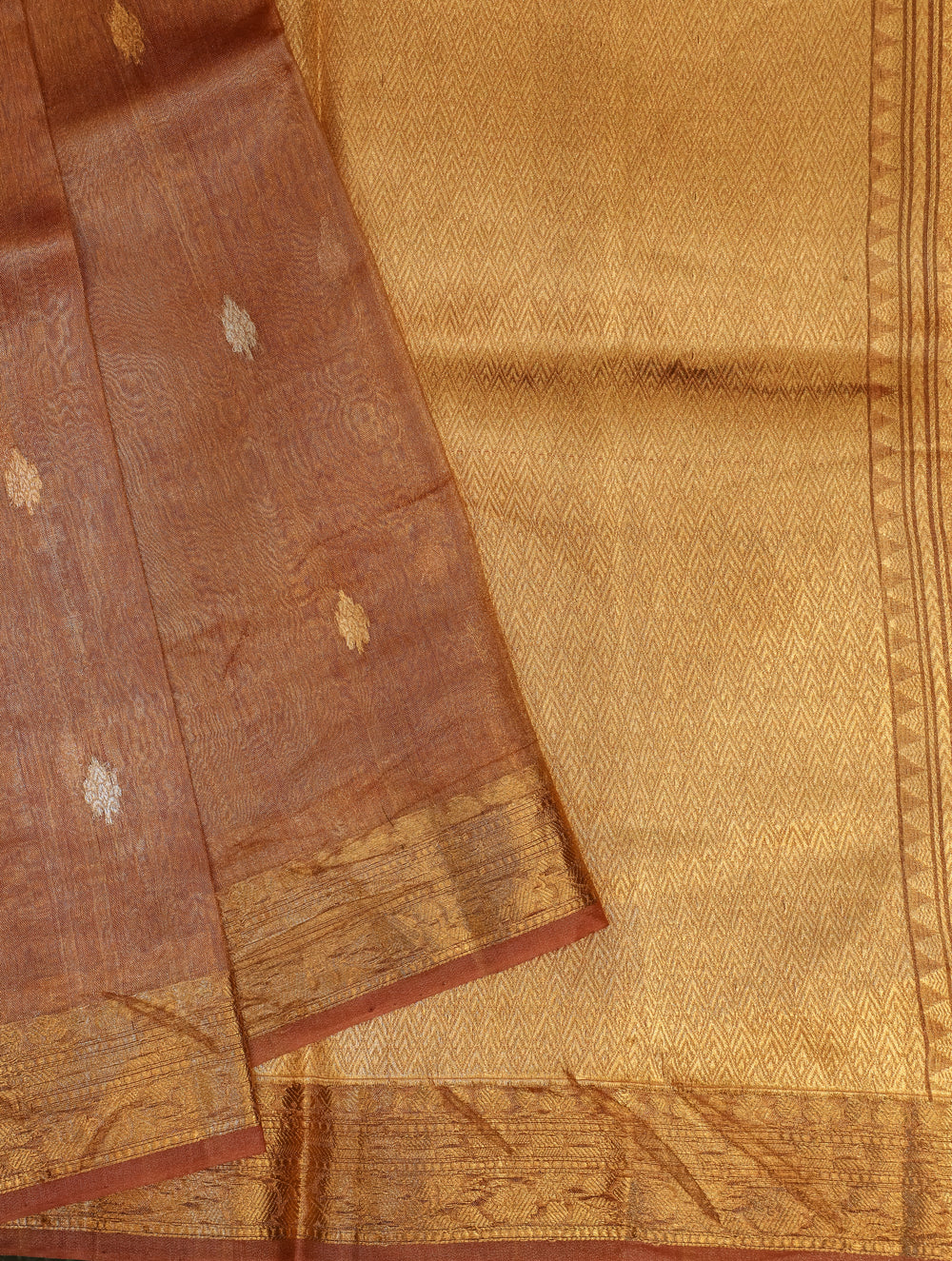 Handwoven Peach Banarasi Tissue Silk Saree