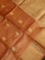 Handwoven Peach Banarasi Tissue Silk Saree