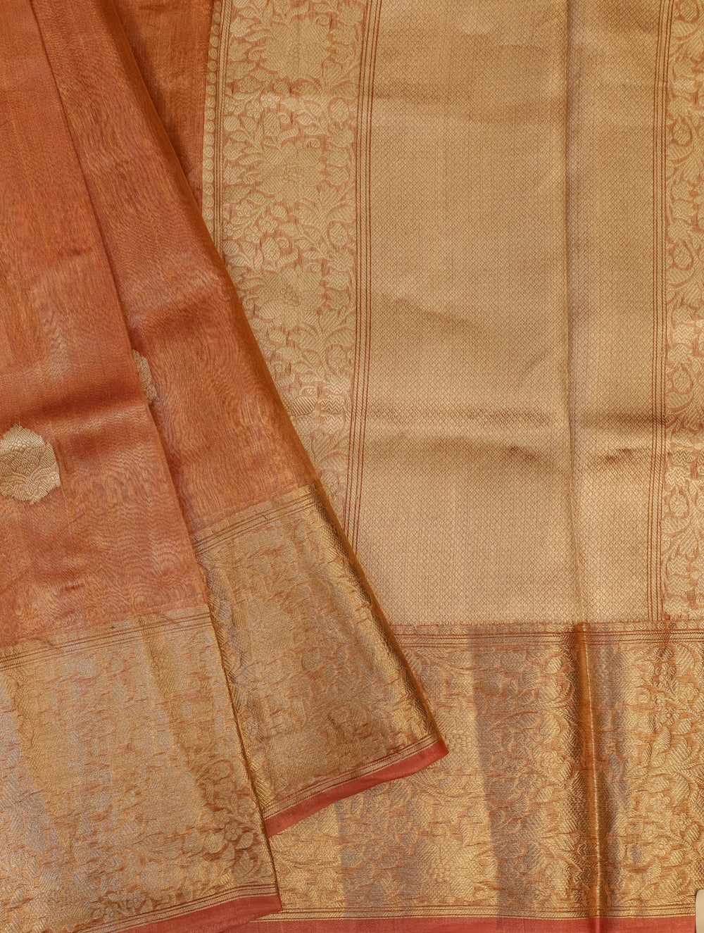 Handwoven Peach Banarasi Tissue Silk Saree