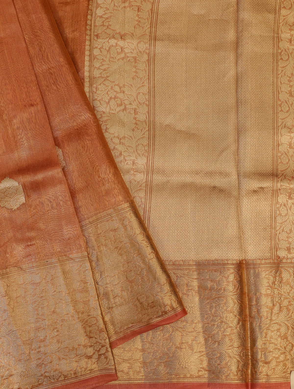 Handwoven Peach Banarasi Tissue Silk Saree