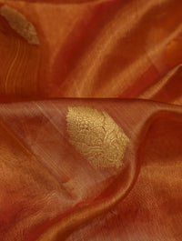 Handwoven Peach Banarasi Tissue Silk Saree