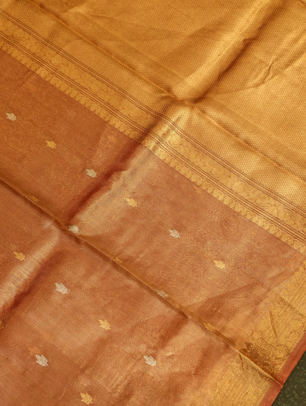 Handwoven Peach Banarasi Tissue Silk Saree