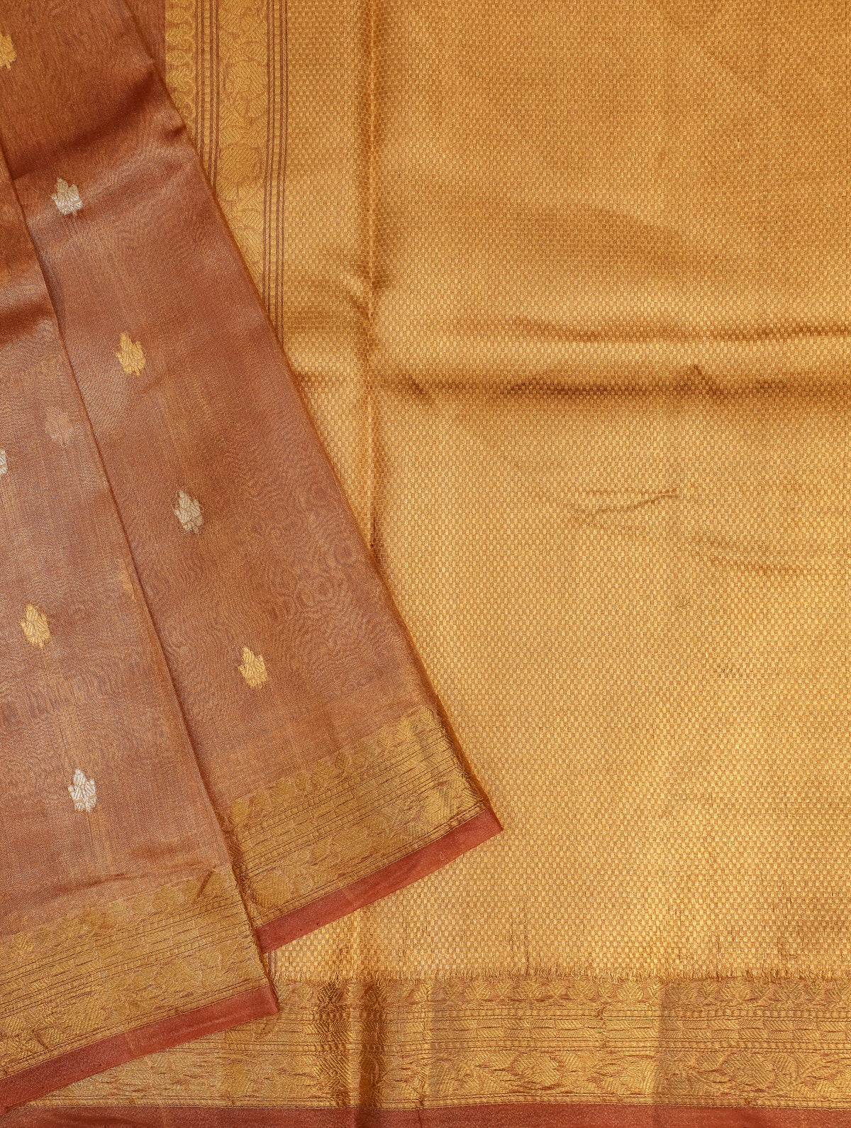 Handwoven Peach Banarasi Tissue Silk Saree