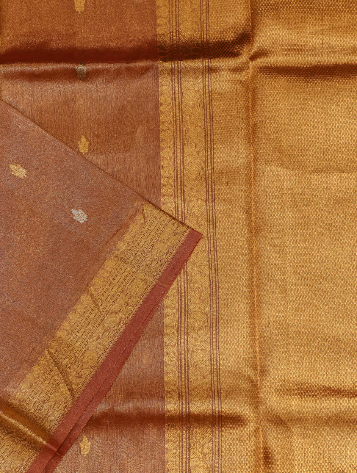 Handwoven Peach Banarasi Tissue Silk Saree