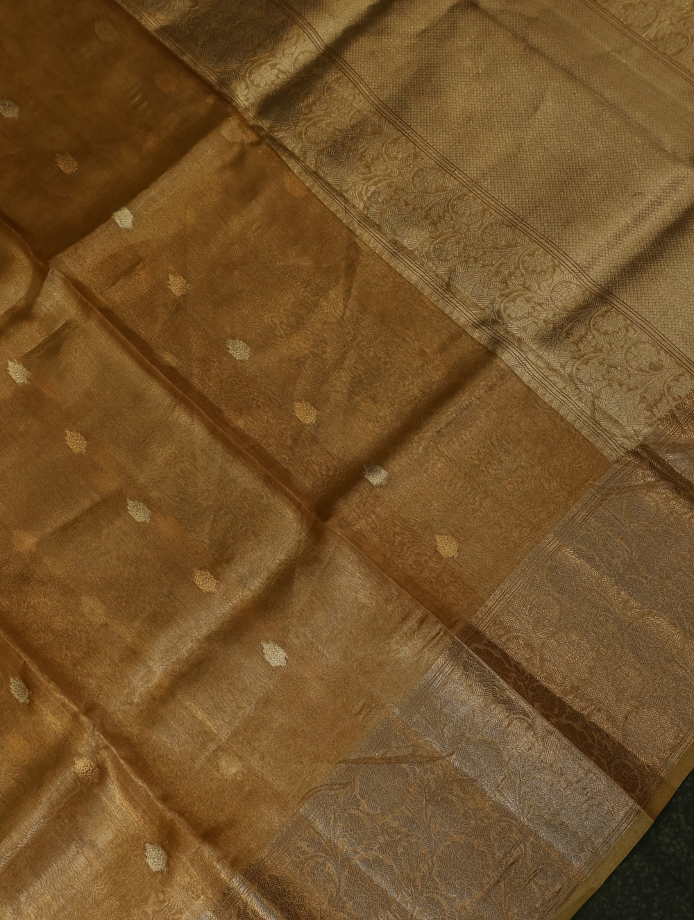 Handwoven Golden Banarasi Tissue Silk Saree