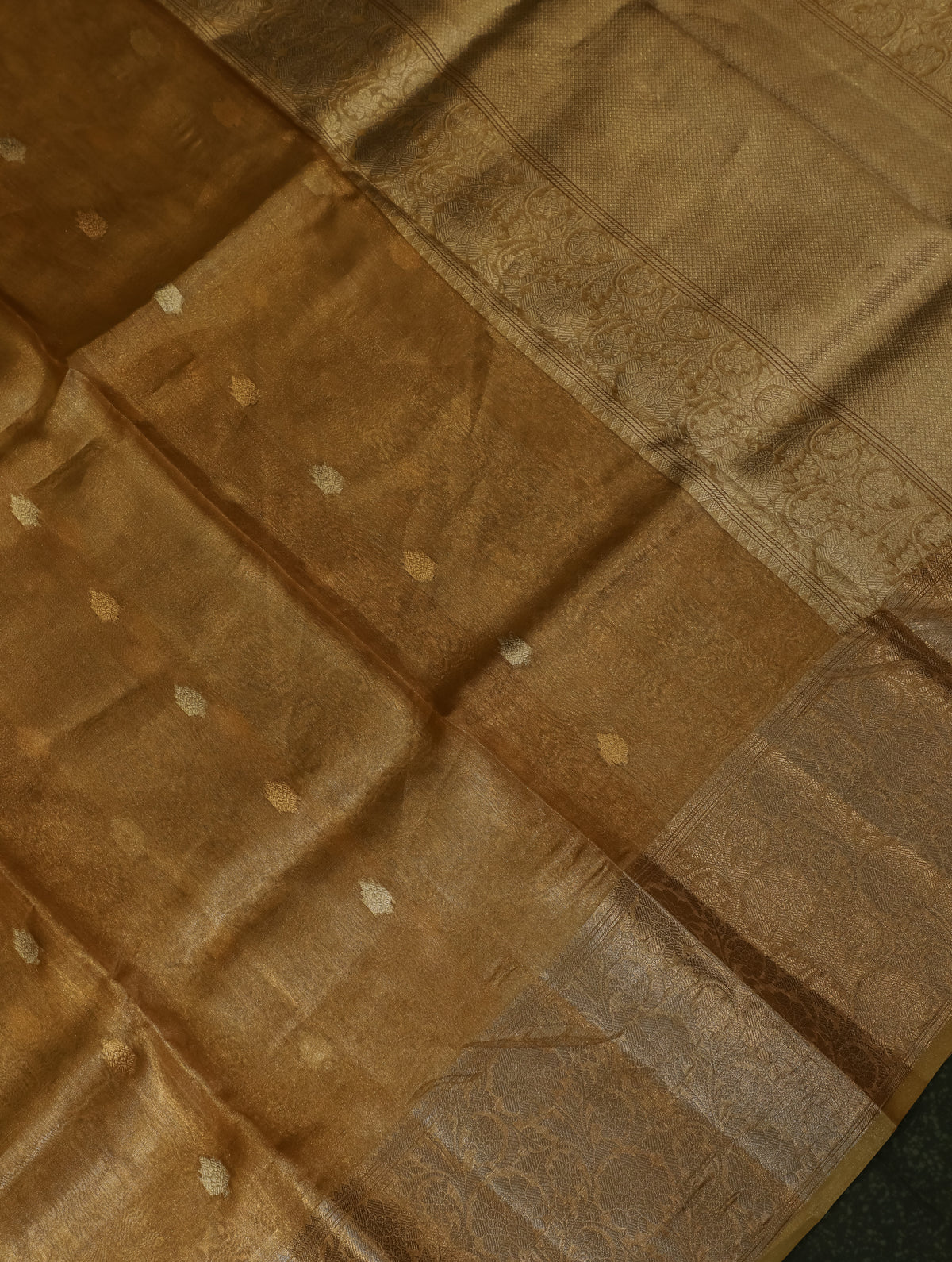 Handwoven Golden Banarasi Tissue Silk Saree