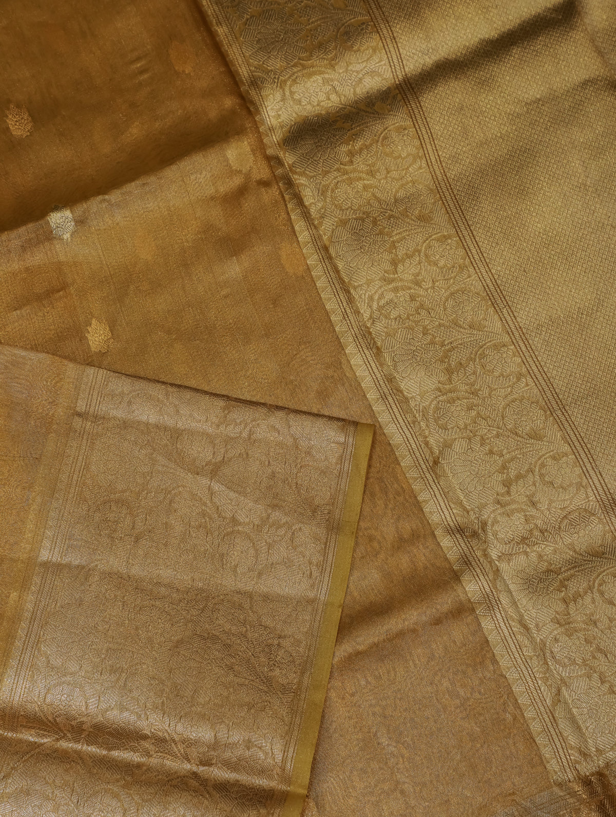 Handwoven Golden Banarasi Tissue Silk Saree