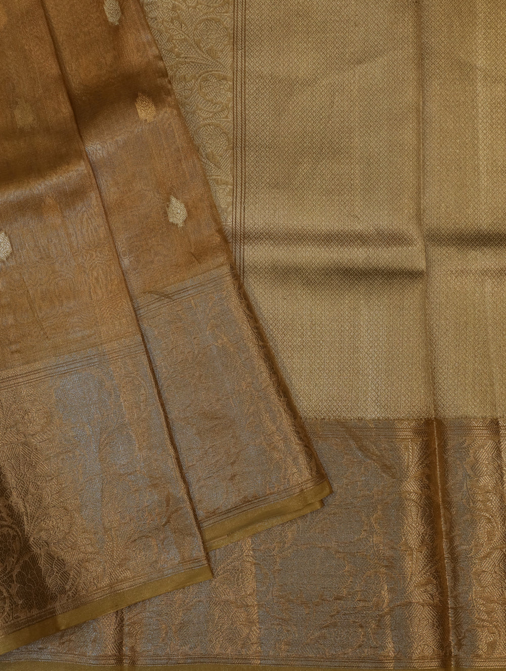 Handwoven Golden Banarasi Tissue Silk Saree