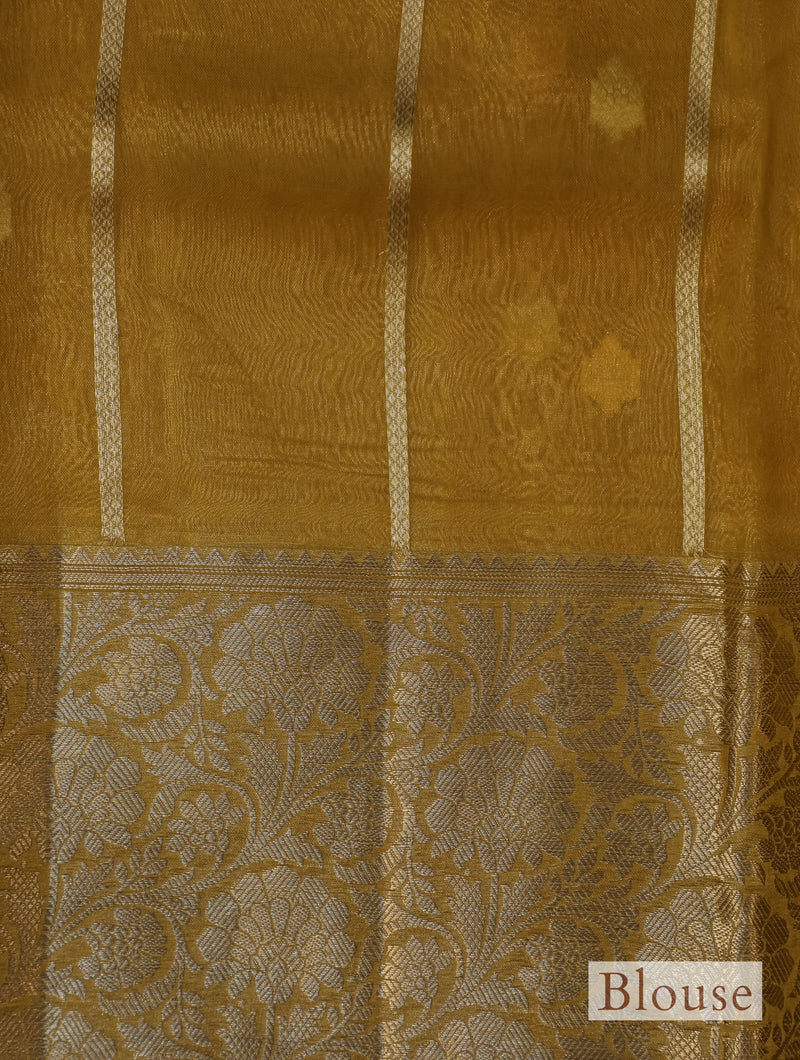 Handwoven Golden Banarasi Tissue Silk Saree