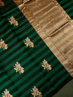 Handwoven Dark Green Banarasi Katan Silk Saree