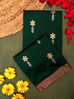 Handwoven Dark Green Banarasi Katan Silk Saree