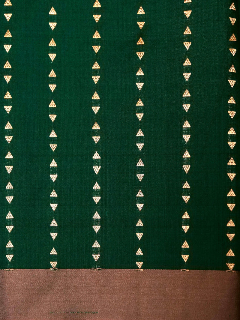 Handwoven Dark Green Banarasi Katan Silk Saree