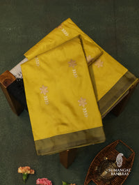 Handwoven Yellow Banarasi Katan Silk Saree