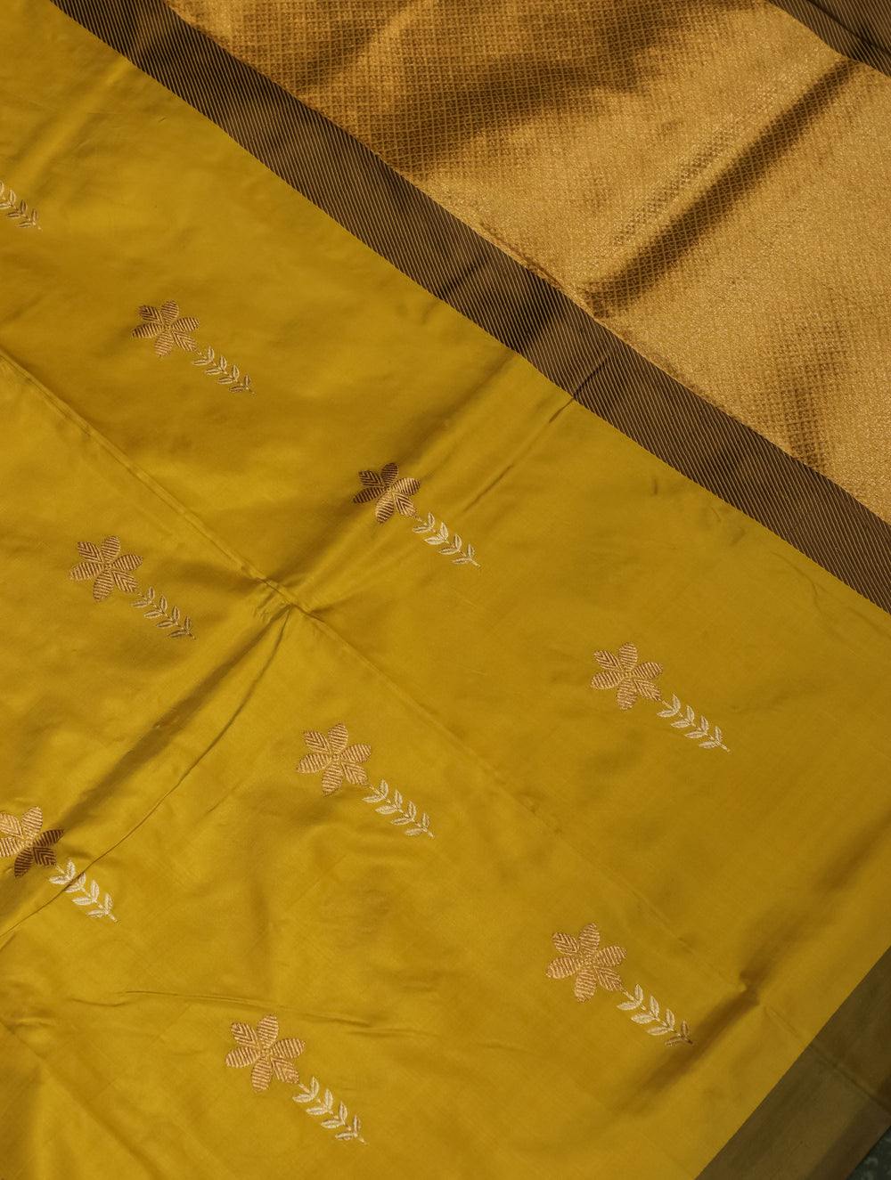 Handwoven Yellow Banarasi Katan Silk Saree