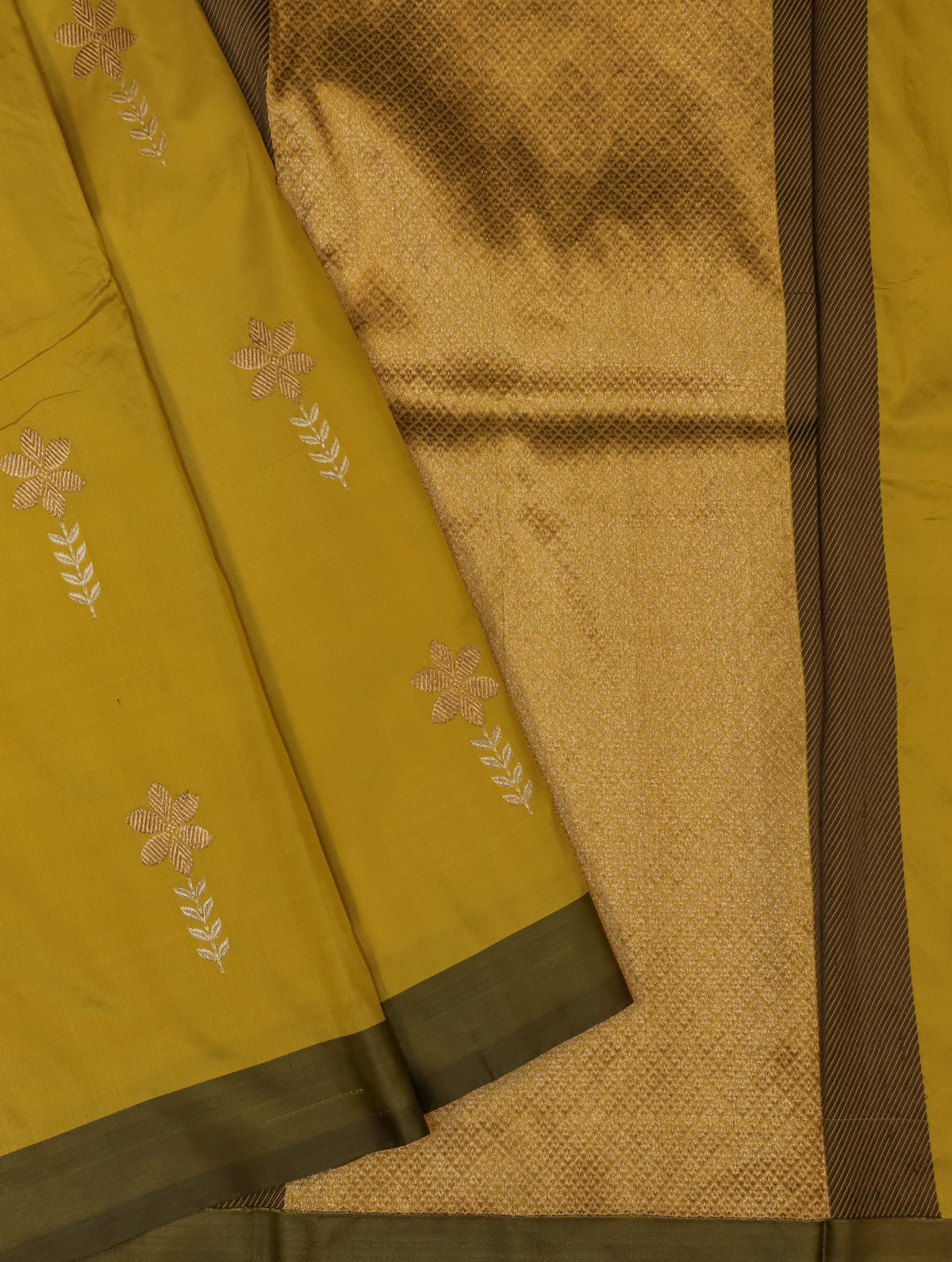 Handwoven Yellow Banarasi Katan Silk Saree