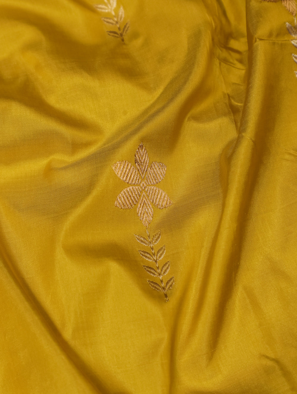 Handwoven Yellow Banarasi Katan Silk Saree