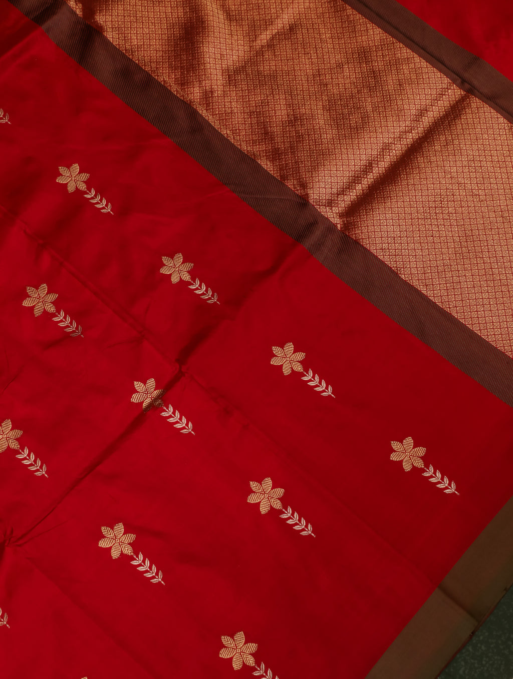 Handwoven Red Banarasi Katan Silk Saree