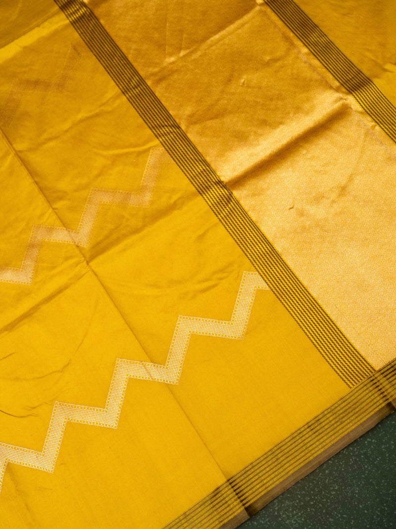 Handwoven Yellow Banarasi Katan Silk Saree