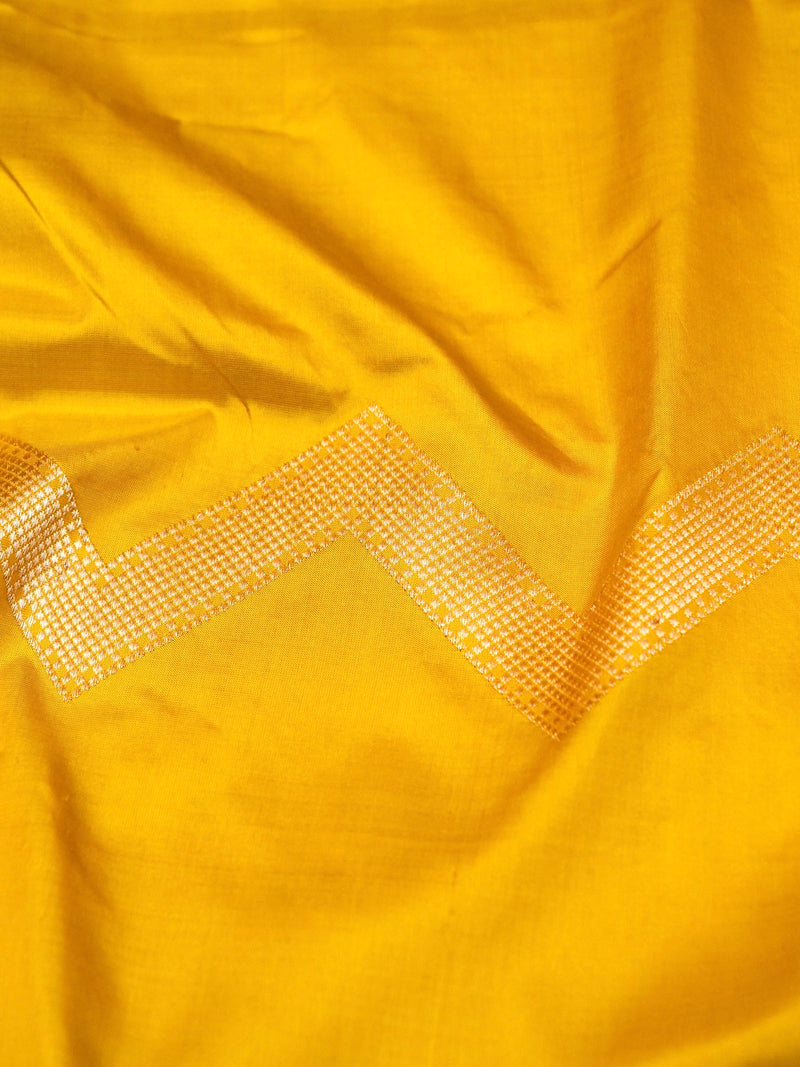 Handwoven Yellow Banarasi Katan Silk Saree