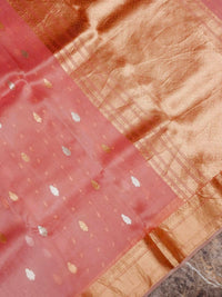 Handwoven Light Pink Banarasi Organza Kora Silk Saree