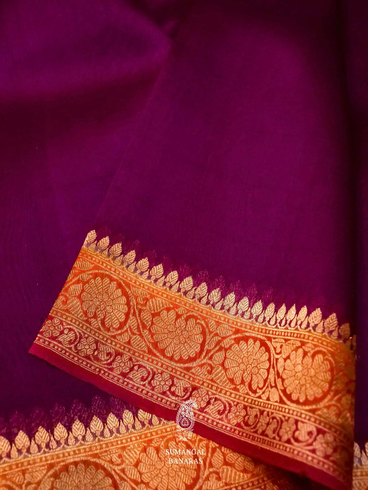 Handwoven Purple Banarasi Organza Saree