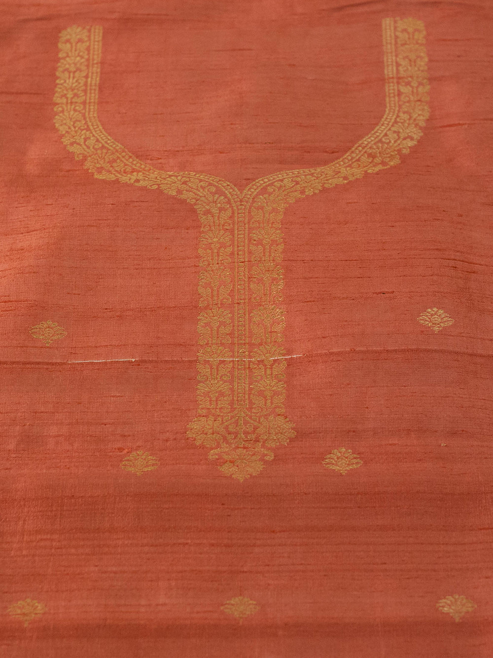 Handwoven Peach Banarasi Tussar Silk Suit