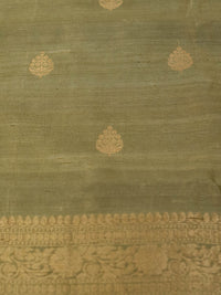 Handwoven Olive Green Banarasi Tussar Silk Suit