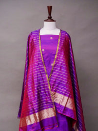 Handwoven Banarasi Violet Katan Silk Suit