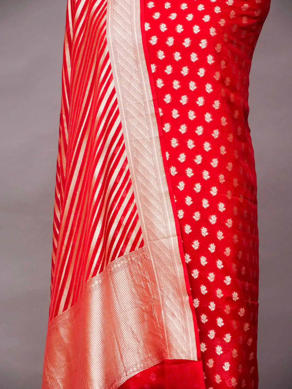 Handwoven Banarasi Red Khaddhi Georgette Suit