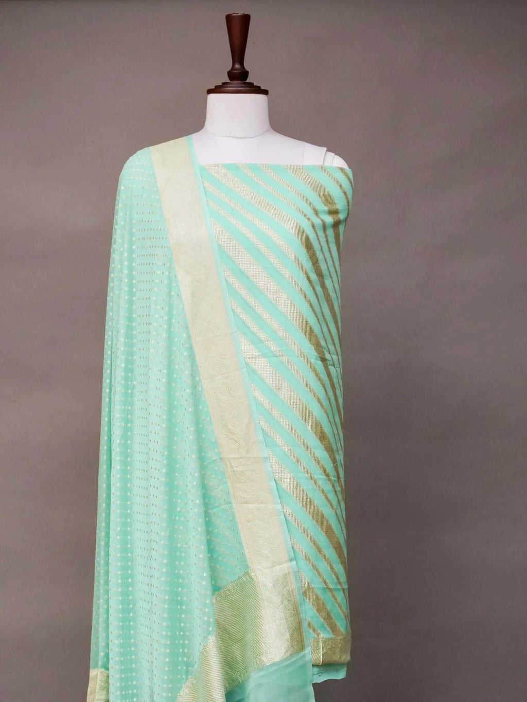 Handwoven Banarasi Sea Green Khaddhi Georgette Suit
