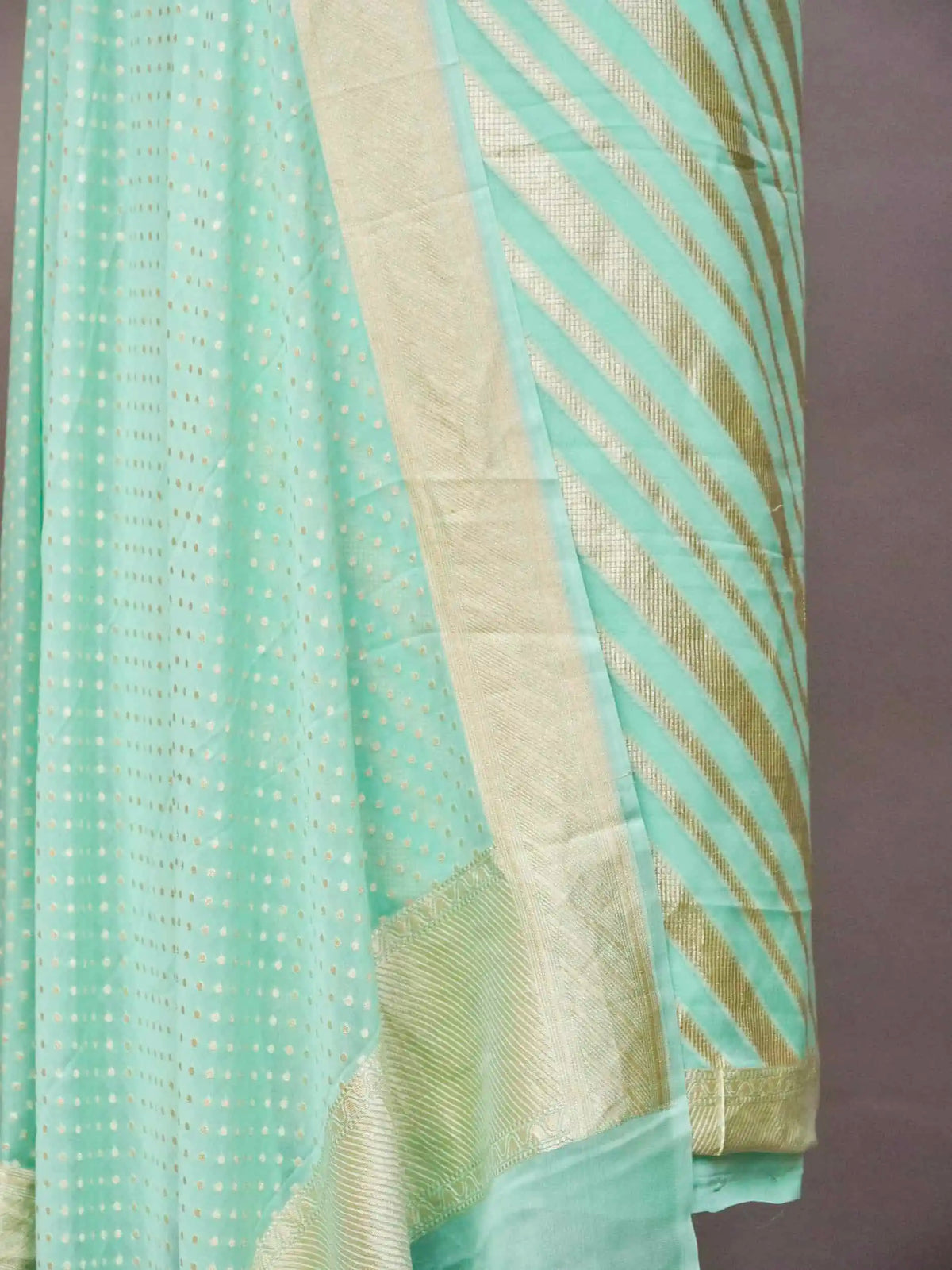 Handwoven Banarasi Sea Green Khaddhi Georgette Suit
