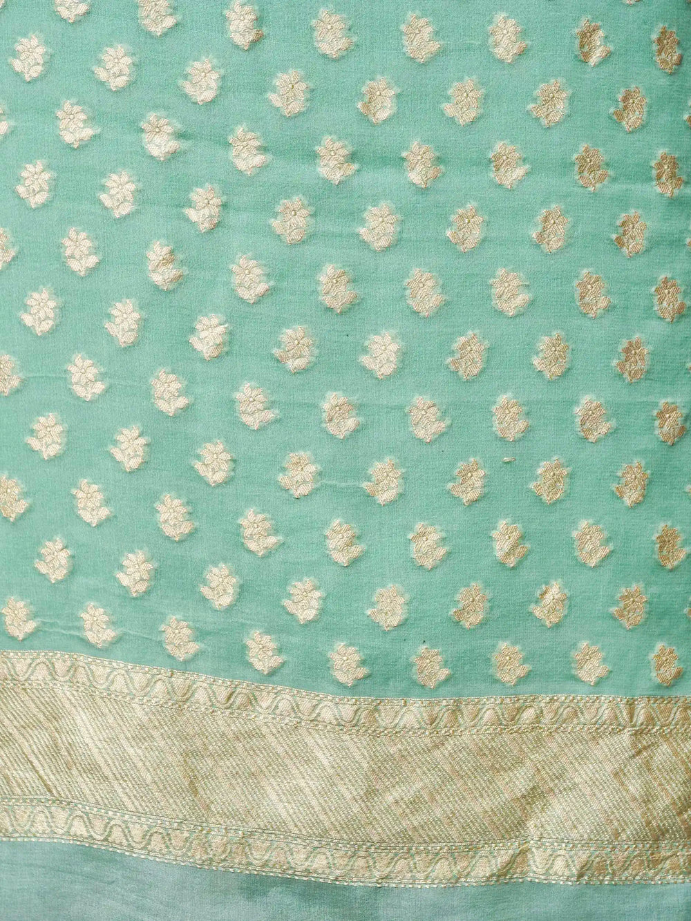 Handwoven Banarasi Sea Green Khaddi Georgette Suit