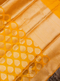 Handwoven Banarasi Yellow Katan Silk Saree