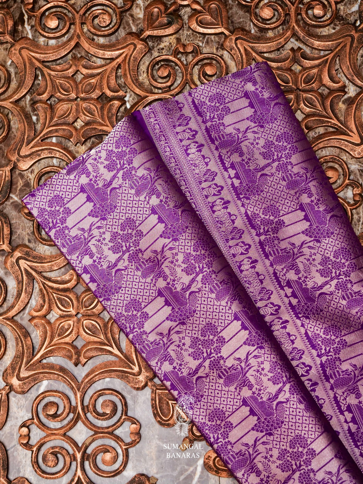 Handwoven Banarasi Purple Katan Silk Saree