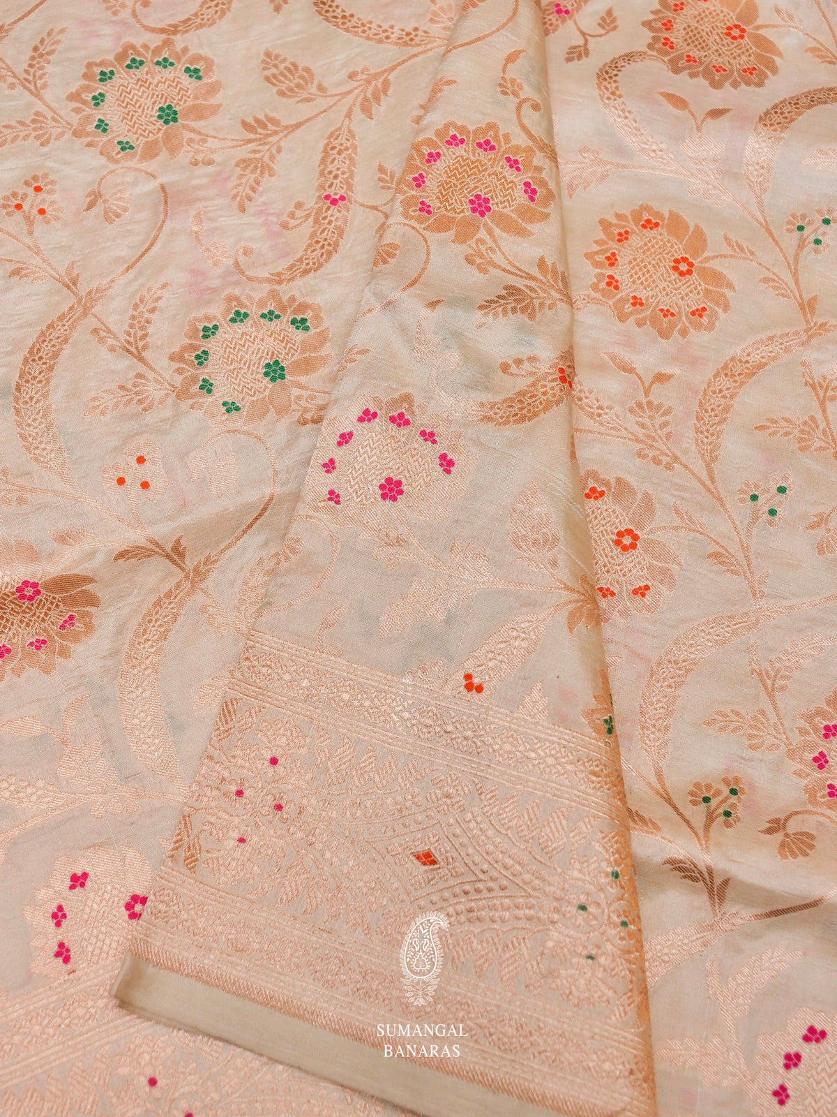 Handwoven Banarasi Off White Katan Silk Saree