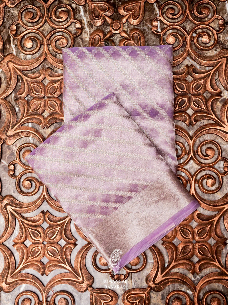 Banarasi Lavender Blended Tissue Silk Saree