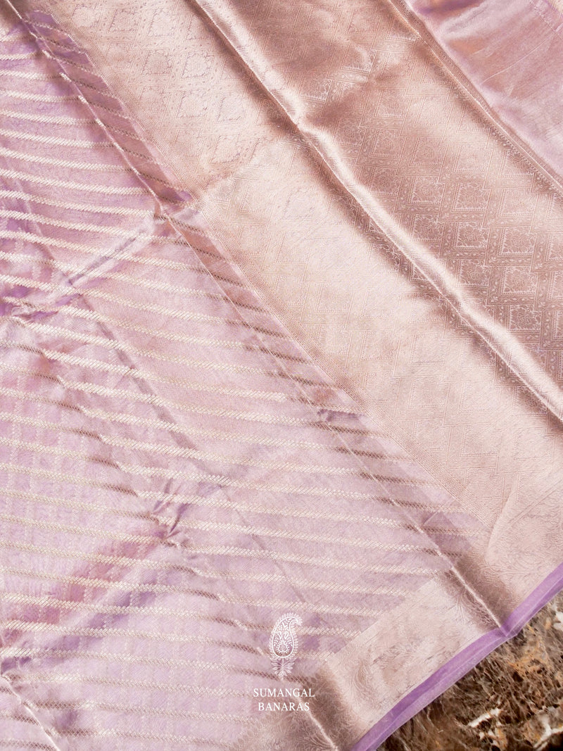 Banarasi Lavender Blended Tissue Silk Saree