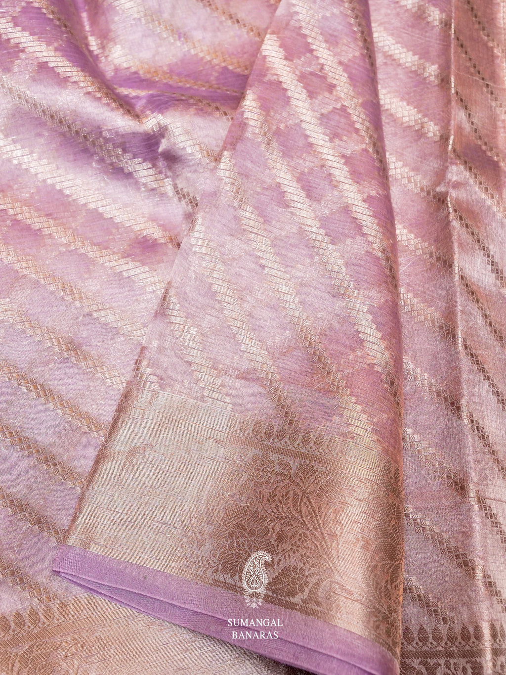 Banarasi Lavender Blended Tissue Silk Saree