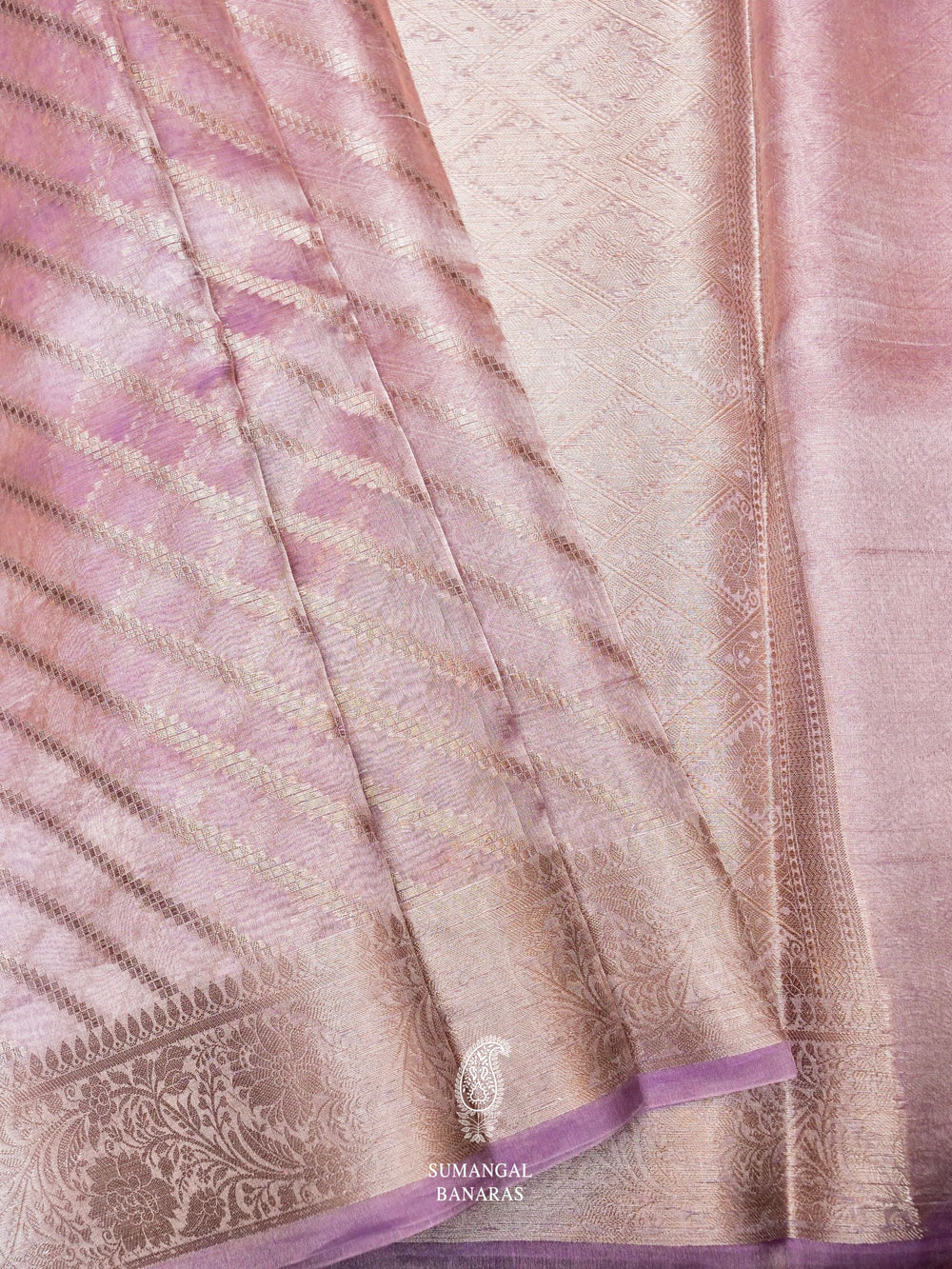 Banarasi Lavender Blended Tissue Silk Saree