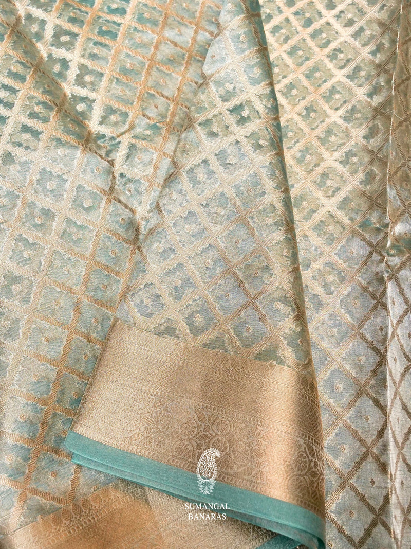 Banarasi Blue Blended Tissue Silk Saree