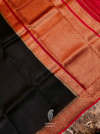 Handwoven Black Banarasi Kora Organza Saree