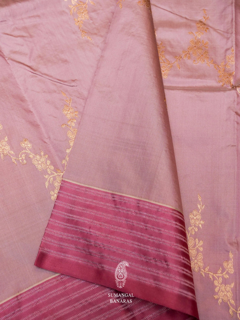Handwoven Lavender Banarasi Katan Silk Saree