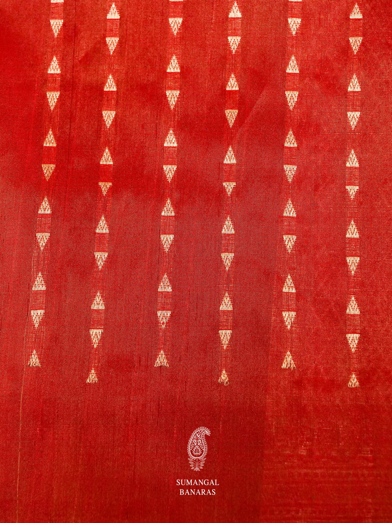 Handwoven Red Banarasi Tissue Silk Saree