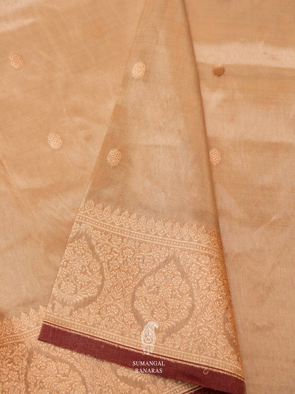 Handwoven Gold Banarasi Tissue Silk Saree