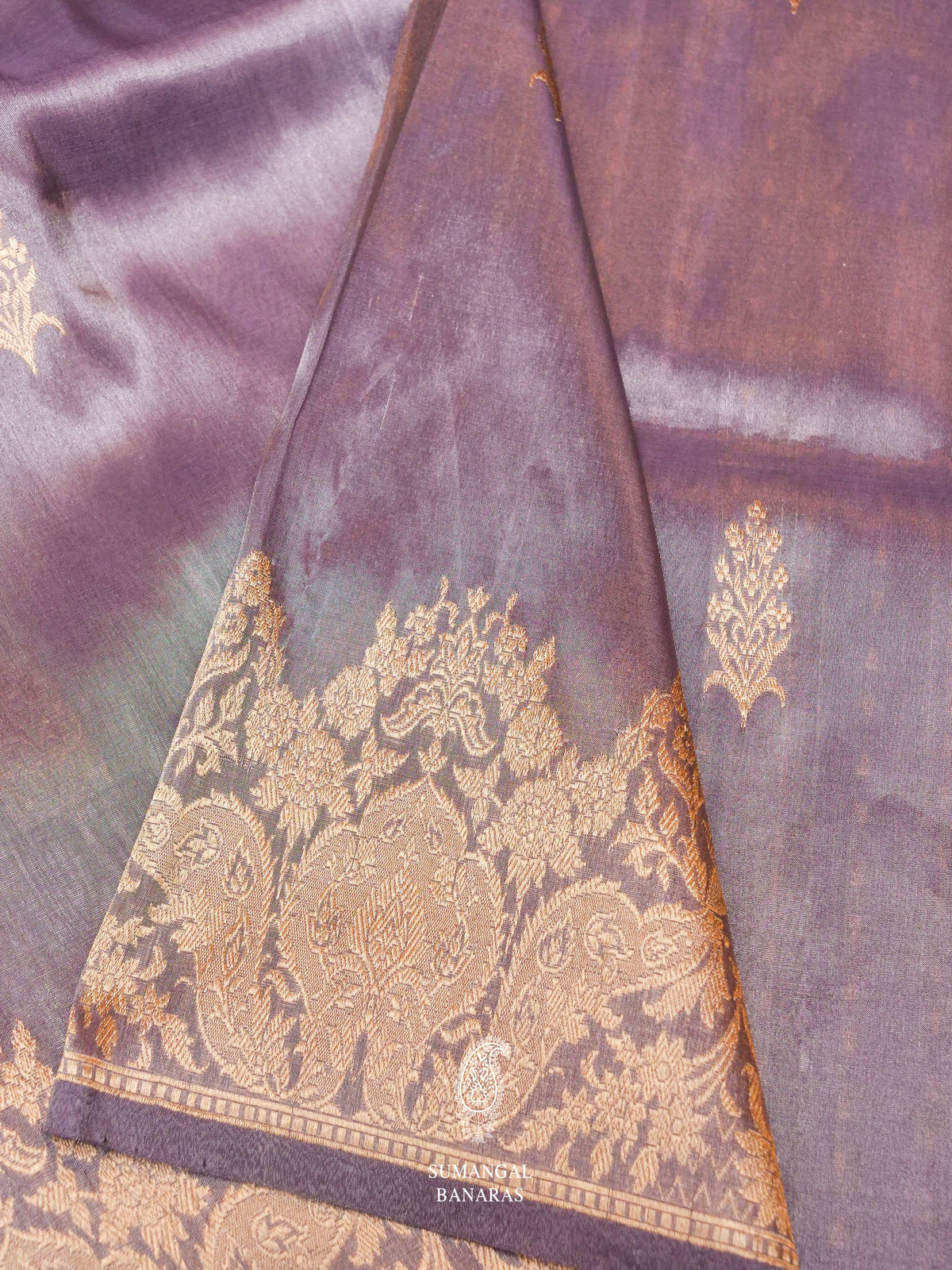Handwoven Violet Banarasi Tissue Silk Saree