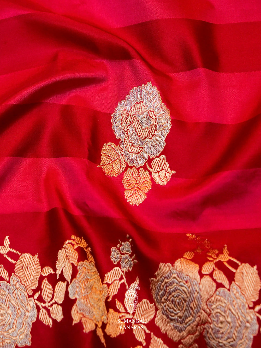 Handwoven Red Banarasi Katan Silk Saree