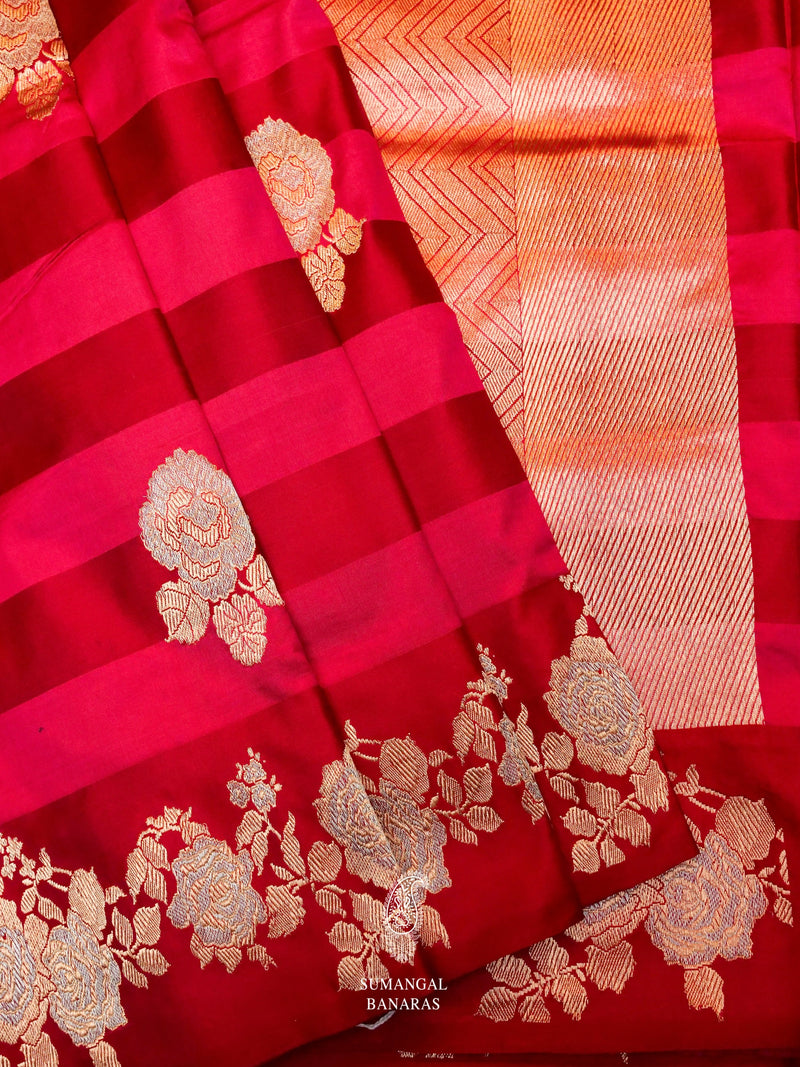 Handwoven Red Banarasi Katan Silk Saree
